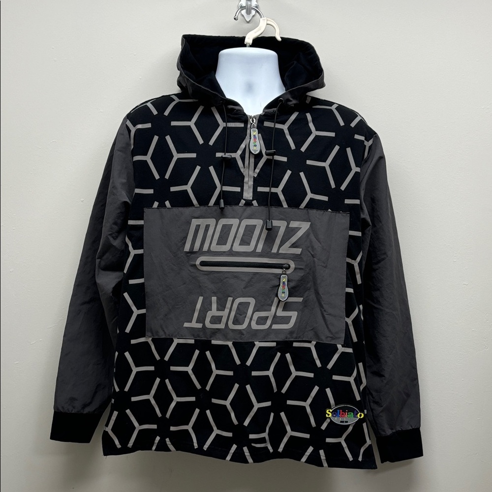 Vintage Solbiato Sport 1/4 Q-Zip 3M Reflective Pullover Hoodie Men SZ L